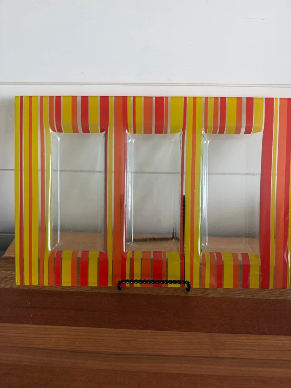 Vintage Retro Glass Serving Platter 3 Sections